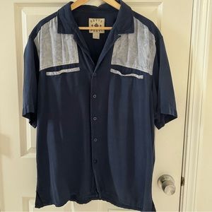 Vintage Sette Ponti Silk Shirt, Short Sleeve Button Front Embroidered Sopranos